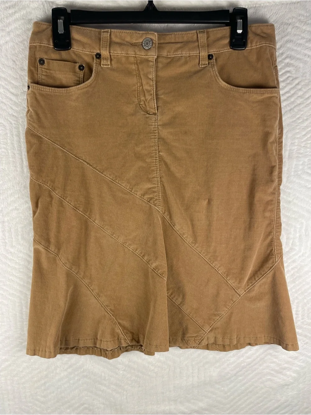bebe Camel/Tan A-Line Midi Skirt